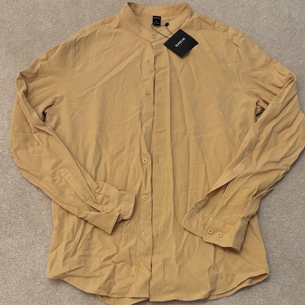 SHEIN Camel Button-Up Shirt